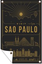 Tuindecoratie Sao Paulo - Goud - Skyline - 40x60 cm - Tuinposter - Tuindoek - Buitenposter