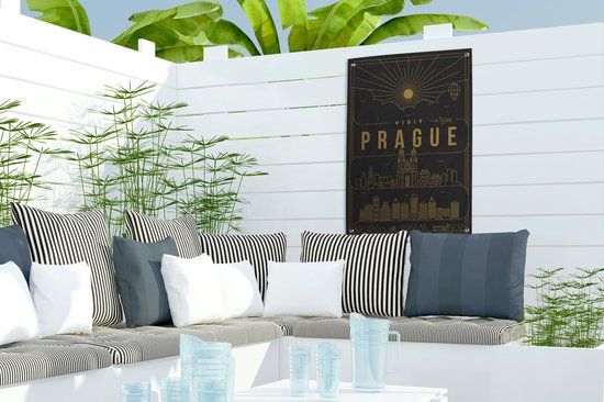 City View Prague affiche de jardin noir toile en vrac 40x60 cm - petit - toile de jardin / toile d'extérieur / Peintures pour l'extérieur (décoration de jardin)