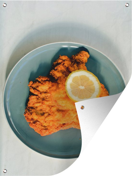 Wiener Schnitzel on a plate affiche de jardin toile en vrac 30x40 cm - petit - toile de jardin / toile d'extérieur / Peintures pour l'extérieur (décoration de jardin)