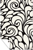 Motif nature feuilles sur fond noir 80x120 cm