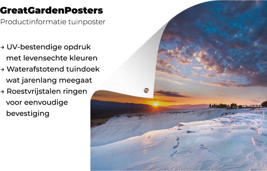 Affiche de jardin Ciel coloré sur Pamukkale en Turquie 120x80 cm - Toile de jardin / Toile d'extérieur / Peintures pour l'extérieur (décoration de jardin)