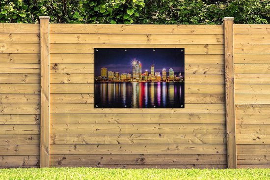 Affiche de jardin The Skyline of Perth at night 120x80 cm - Toile de jardin / Toile d'extérieur / Peintures pour l'extérieur (décoration de jardin)
