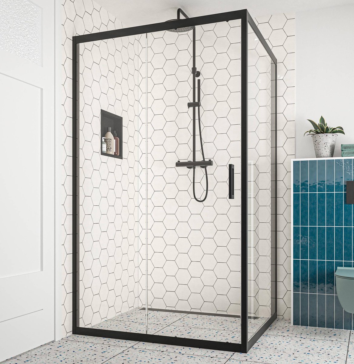 Saqu Solo Duschwand Mit Antikalk, 50x200 Cm – Walk-in Dusche Mit Stabilisator, NANOGlas & Aluminium