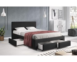 Meubella - Tweepersoonsbed Suente - Zwart - 140x200 cm