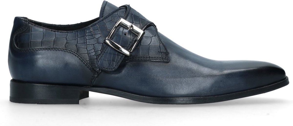 Black label - Heren - Donkerblauwe gespschoenen van leer - Maat 45