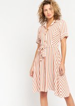 LOLALIZA - Overhemd jurk met strepen - Roze - Maat 48