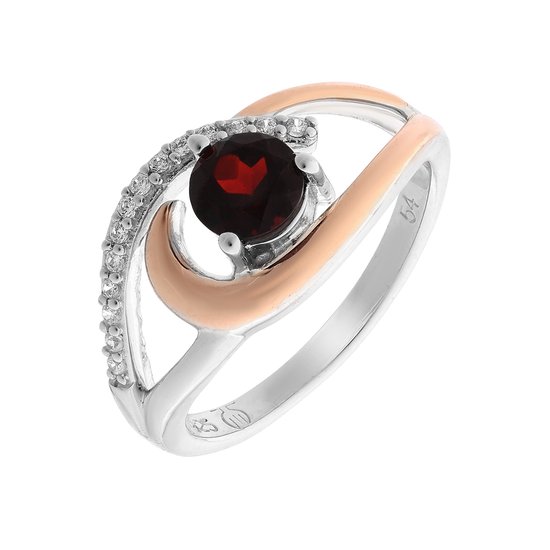 Orphelia ZR-7375/1/56 - Bague Bicolore - Argent 925 - Grenat / Zircon - Taille 56