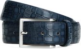 Black label - Heren - Blauwe leren riem met crocoprint - Maat 105