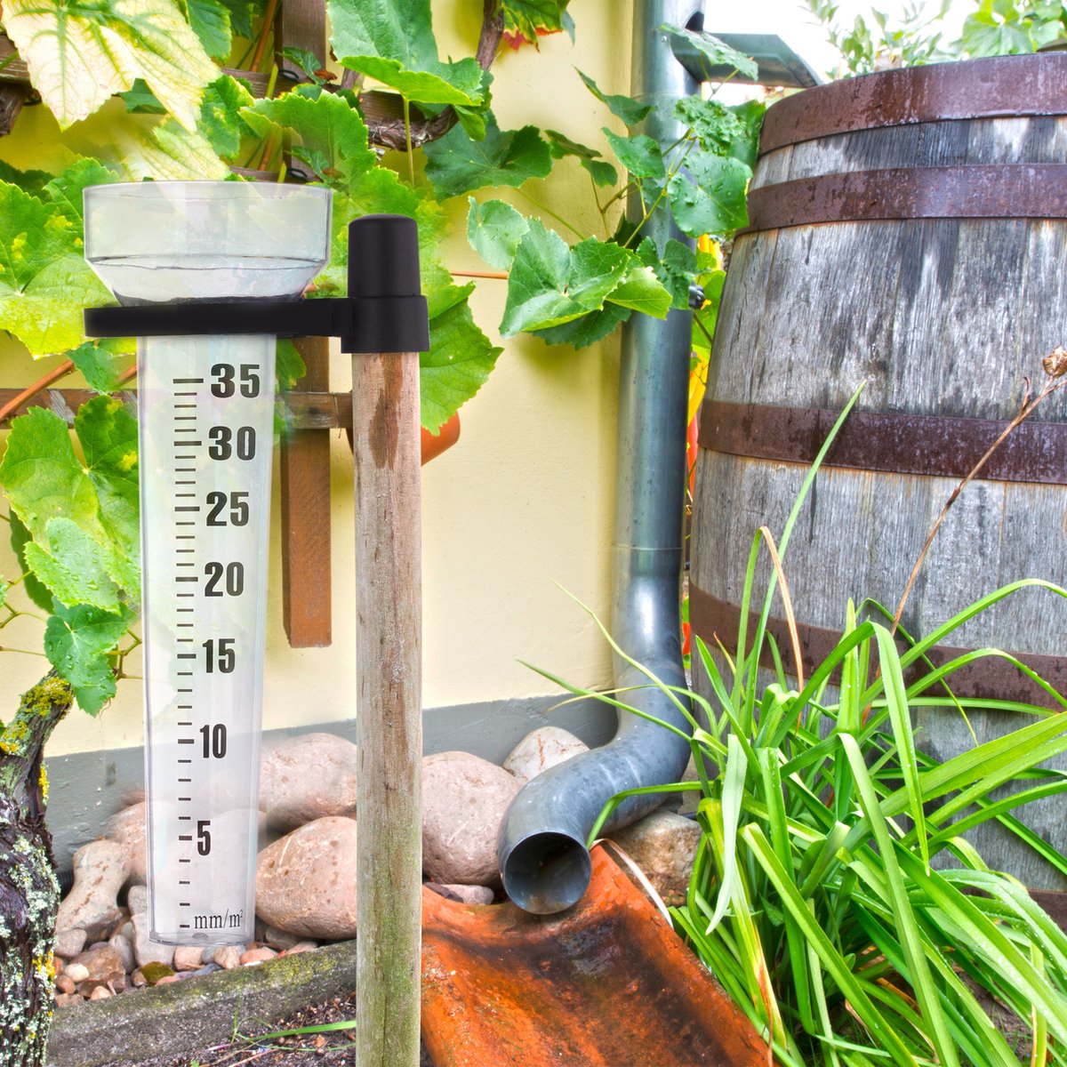 Regenmeter, 2 Stuks Plastic Regenmeter Met Standaard Regenval Meetbuis 35 Mm Voor Tuin Buitentuin Regenval Meting
