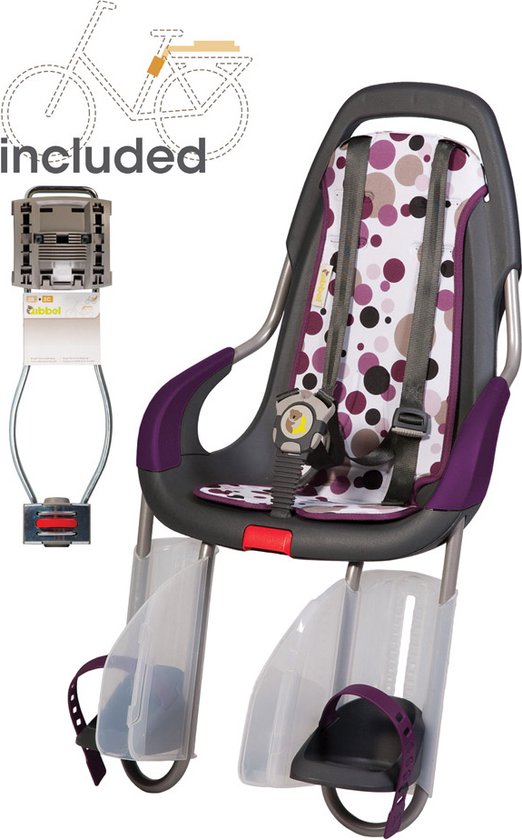 Qibbel ToGo - Fietsstoeltje Achter - Frame Bevestiging - antraciet/ Dots  Purple | bol.com