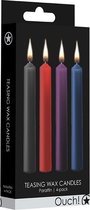 Teasing Wax Candles - Parafin - 4-pack - Mixed Colors - Massage Candles - OUCH! Play candles