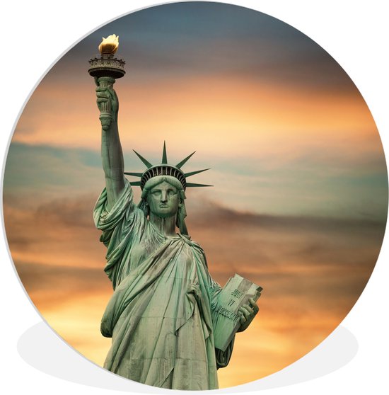 Statue de la Liberté au coucher du soleil feuille de plastique de cercle de mur