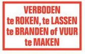 Verboden te roken, lassen, branden of vuur tekstbord - kunststof 320 x 200 mm