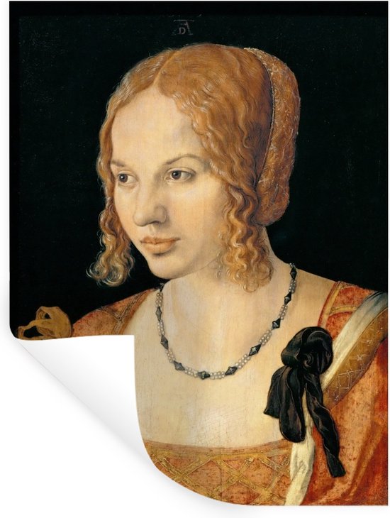 Muurstickers - Sticker Folie - Portret van een jonge Venetiaanse vrouw- schilderij van Albrecht Dürer - 90x120 cm - Plakfolie - Muurstickers Kinderkamer - Zelfklevend Behang - Zelfklevend behangpapier - Stickerfolie