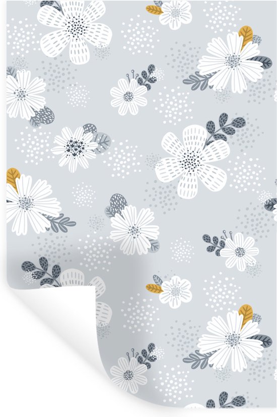 Muurstickers - Sticker Folie - Design - Planten - Bloemen - 60x90 cm - Plakfolie - Muurstickers Kinderkamer - Zelfklevend Behang - Zelfklevend behangpapier - Stickerfolie