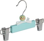 De Kledinghanger Gigant - 50 x Rok / broekhanger (baby) lotushout blauw gelakt met anti-slip knijpers, 22 cm