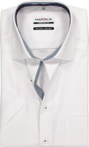 MARVELIS comfort fit overhemd - korte mouw - wit (blauw contrast) - Strijkvrij - Boordmaat: 40