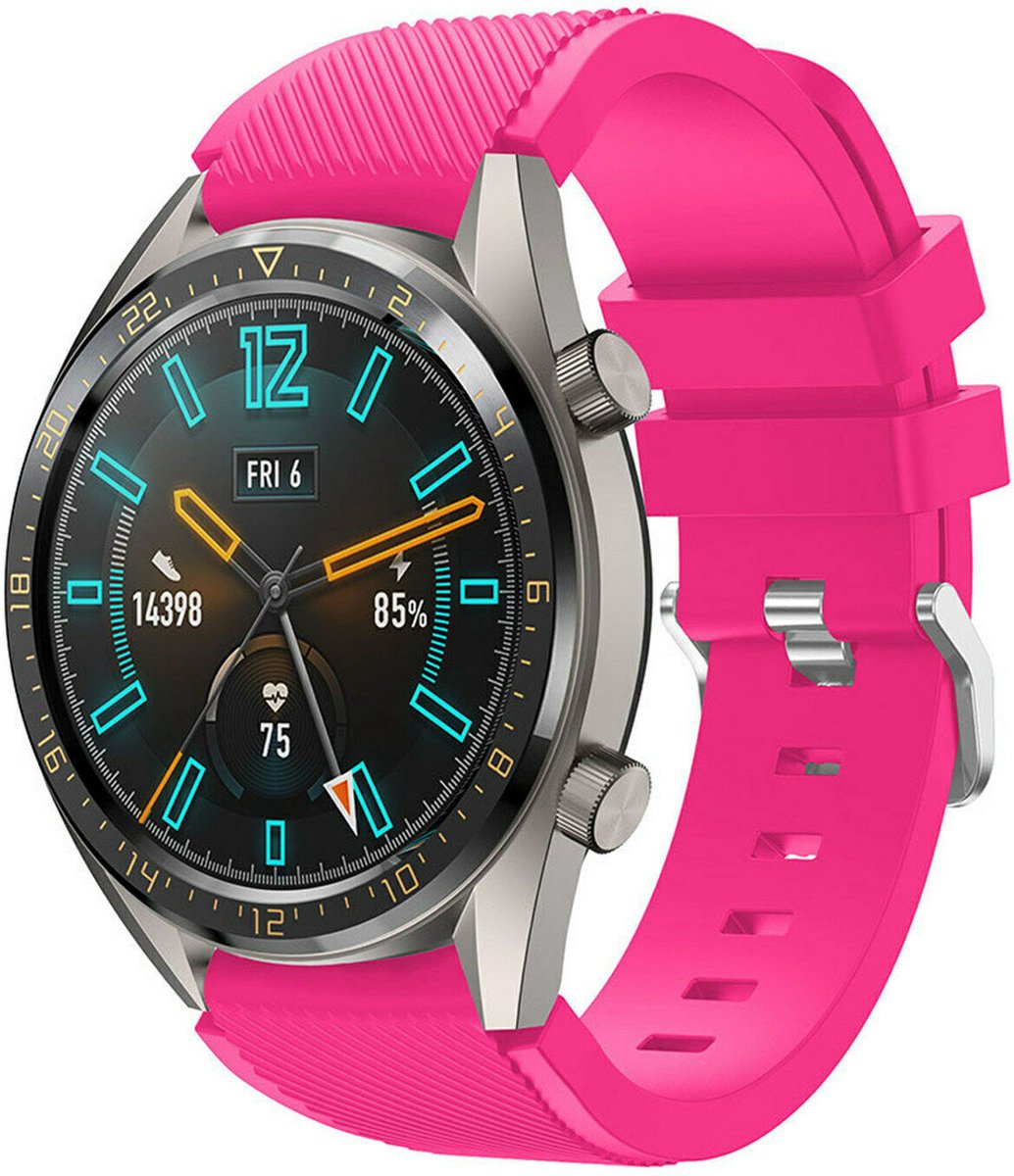 Geschikt voor Huawei Watch GT silicone band - knalroze - 46mm