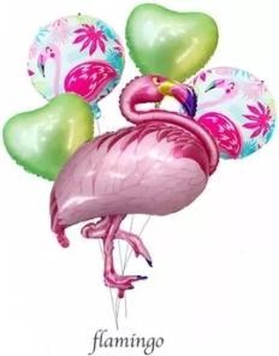 Ballonboeket Flamingo, 5 delig Kindercrea