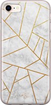 Hoesje geschikt voor iPhone SE (2020) - Geometrisch marmer - Soft Case - TPU - Marmer - Grijs - Mooie Telefoonhoesjes