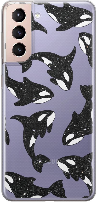 Hoesje geschikt voor Samsung Galaxy S21 - Orka - Soft Case - TPU - Print - Transparant - Mooie Telefoonhoesjes