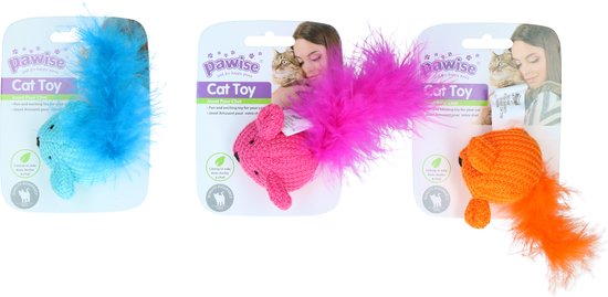 Pawise Wool mice toy asst Speelgoed voor katten - Kattenspeelgoed - Kattenspeeltjes