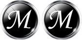 Manchetknopen - Letters Initialen Letter M Zilver Zwart