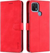 Voor OPPO A15/A35 4G AZNS Huid Voelen Kalf Textuur Horizontale Flip Lederen Case met Kaartsleuven & Houder & Portemonnee (Rood)