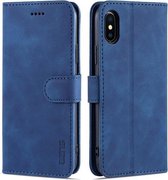 AZNS Skin Feel Calf Texture Horizontal Flip Leather Case met kaartsleuven & houder & portemonnee voor iPhone XS / X (blauw)