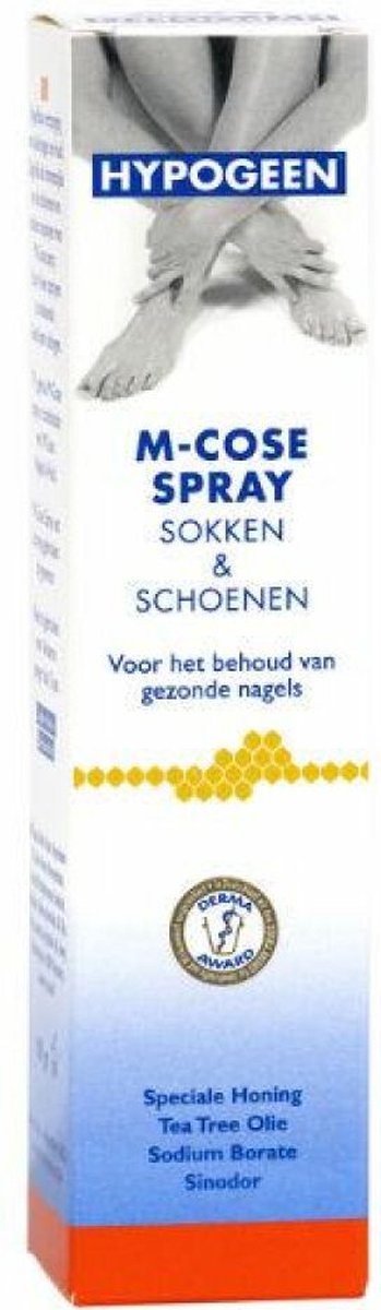 Hypogeen M-Cose Spray - Spray voor droge en gevoelige handen en voeten - Kalknagelspray met Tea Tree Olie - Voetverzorging - Ook voor sokken en schoenen - 100 g