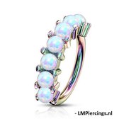 Piercing 7 opal steentjes regenboog kleuren
