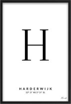 Poster Letter H Harderwijk A4 - 21 x 30 cm (Exclusief Lijst)