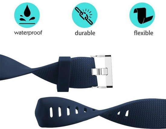 Siliconen Smartwatch bandje - Geschikt voor Fitbit Charge 2 siliconen bandje - donkerblauw - Strap-it Horlogeband / Polsband / Armband - Maat: Maat S