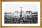 JUNIQE - Poster met houten lijst Paris Skyline -30x45 /Grijs & Wit