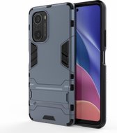 Armor Kickstand Back Cover - Xiaomi Poco F3 Hoesje - Blauw