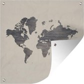 Tuindoek Wereldkaart - Hout - Beige - 100x100 cm