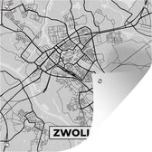 Tuinposters Stadskaart - Zwolle - Grijs - Wit - 50x50 cm - Plattegrond - Tuindoek - Buitenposter