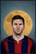 JUNIQE - Poster met kunststof lijst Football Icon - Lionel Messi