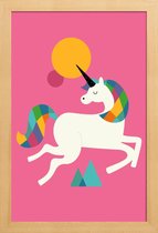 JUNIQE - Poster in houten lijst To Be A Unicorn -20x30 /Kleurrijk