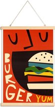 JUNIQE - Posterhanger Yum Burger -40x60 /Geel & Oranje