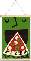 JUNIQE - Posterhanger Yum Pizza -40x60 /Groen