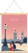 JUNIQE - Posterhanger Londen - retro -40x60 /Rood