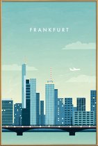 JUNIQE - Poster met kunststof lijst Frankfurt - retro -40x60 /Blauw
