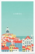 JUNIQE - Poster Retro Lissabon -30x45 /Kleurrijk