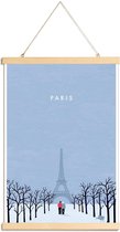 JUNIQE - Posterhanger Parijs - retro -40x60 /Blauw