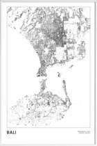 JUNIQE - Poster met kunststof lijst Bali kaart -40x60 /Wit & Zwart