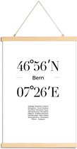 JUNIQE - Posterhanger Coördinaten Bern -20x30 /Wit & Zwart