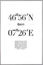 JUNIQE - Poster met kunststof lijst Coördinaten Bern -40x60 /Wit &