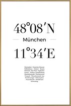 JUNIQE - Poster met kunststof lijst Coördinaten München -40x60 /Wit &