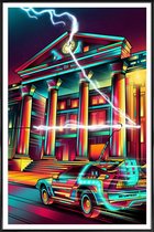 JUNIQE - Poster met kunststof lijst Delorean popart -13x18 /Rood &